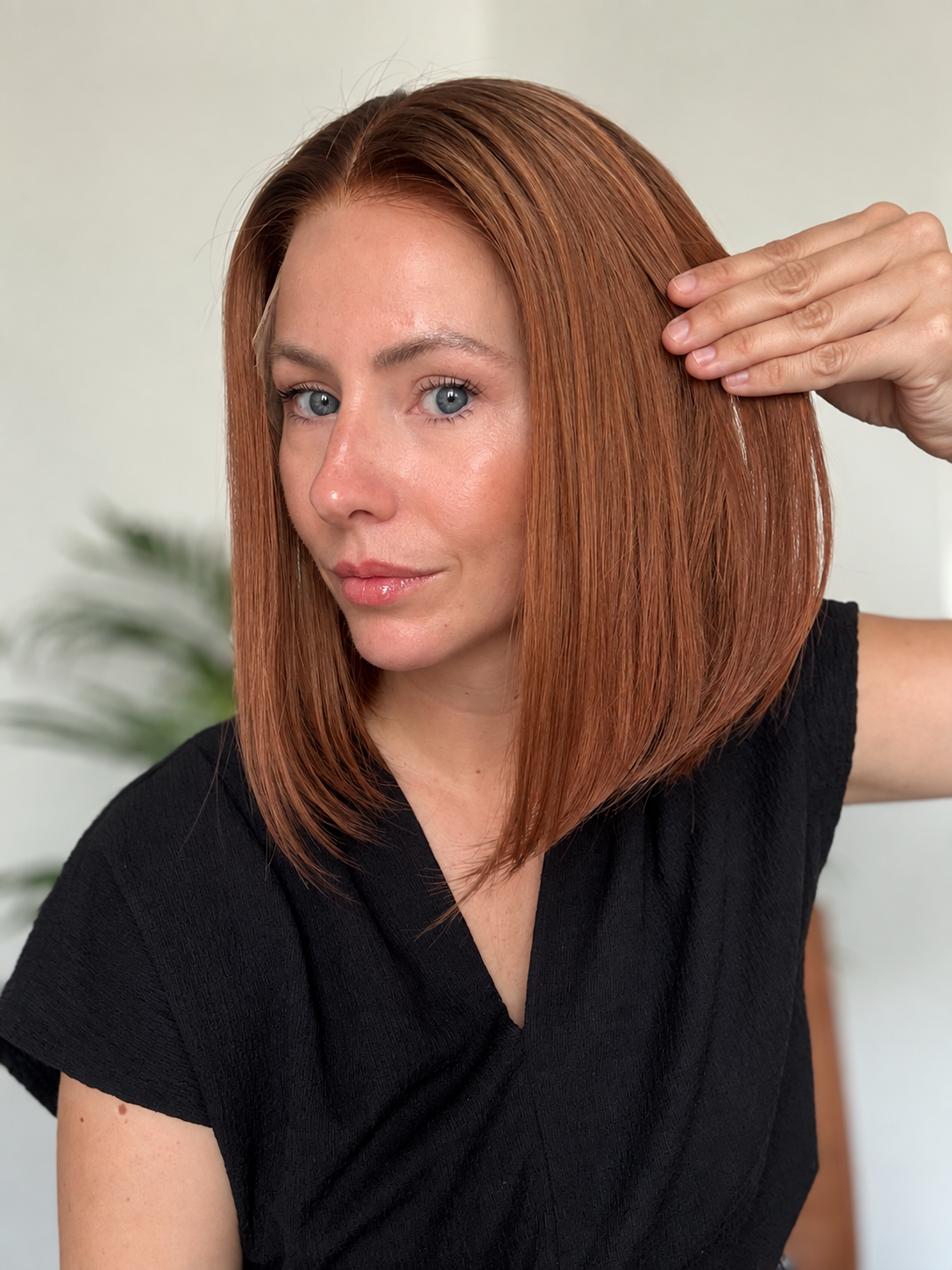 Kate Wig | 12" Varm Brun Balayage Bob | 13x6 HD Lace Hårparyk i Ægte Hår | 110% Lav Densitet | Str. S | Klar til Afsendelse