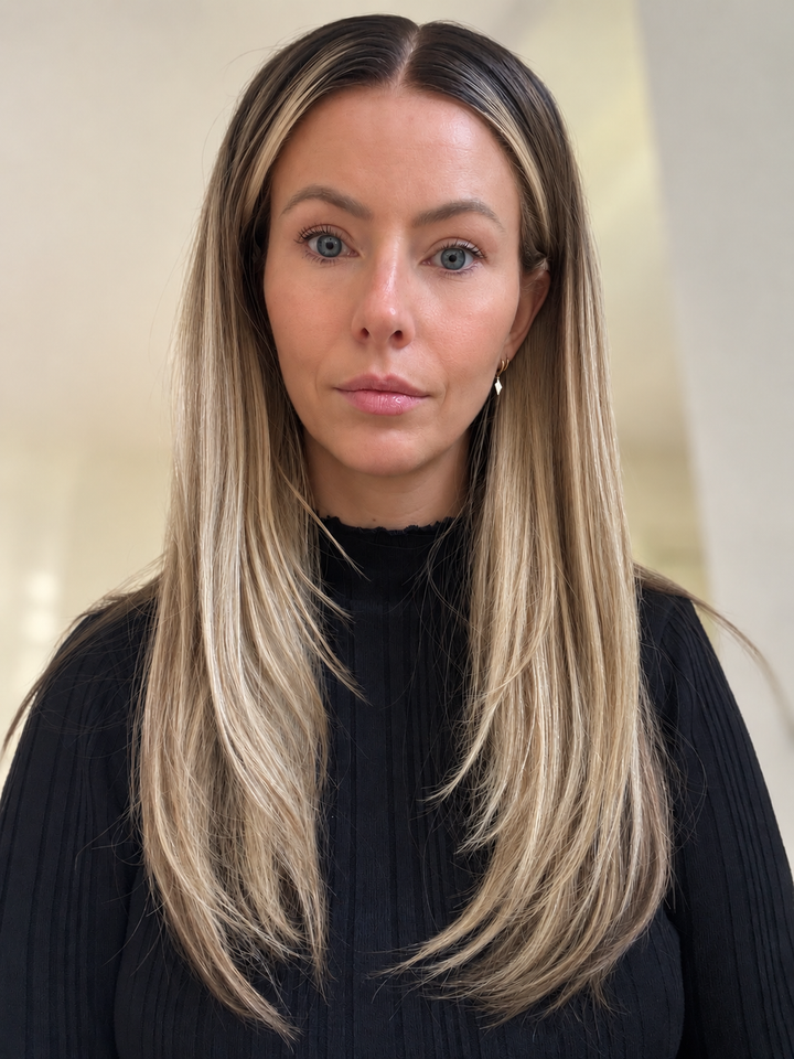 Parrucca Mabel | Parrucca in Capelli Umani con Balayage Biondo Beige Freddo e Pizzo HD PRONTA PER LA SPEDIZIONE