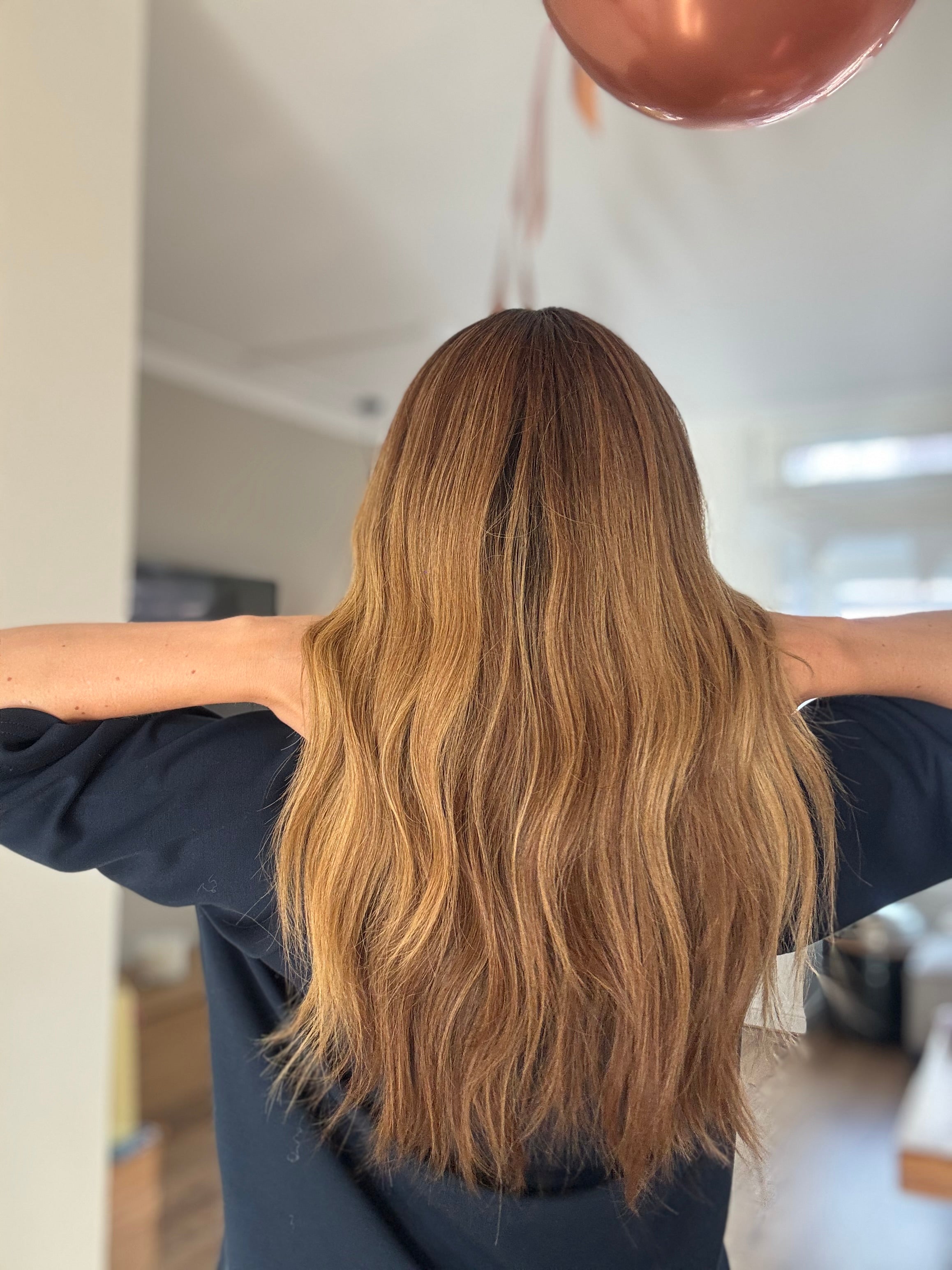 Jennifer – Mørk Rod, Varm Brun & Karamel Balayage HD Lace Hårparyk i Ægte Hår | 24"